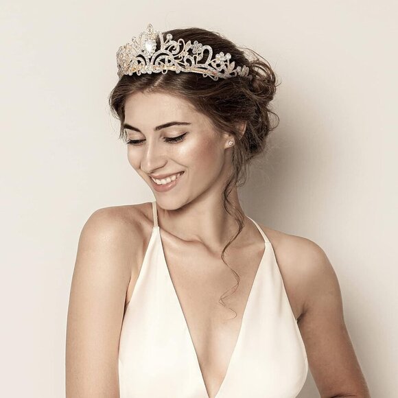 Crystal Tiara Crowns Women Girls Elegant Rhinestone Bridal Prom Birthday